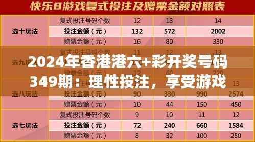 2024年香港港六+彩开奖号码349期：理性投注，享受游戏的乐趣