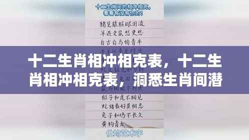十二生肖相冲相克表解析,洞悉生肖间潜在关系与未来运势走向