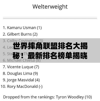 世界摔角联盟排名大揭秘!最新排名榜单揭晓!